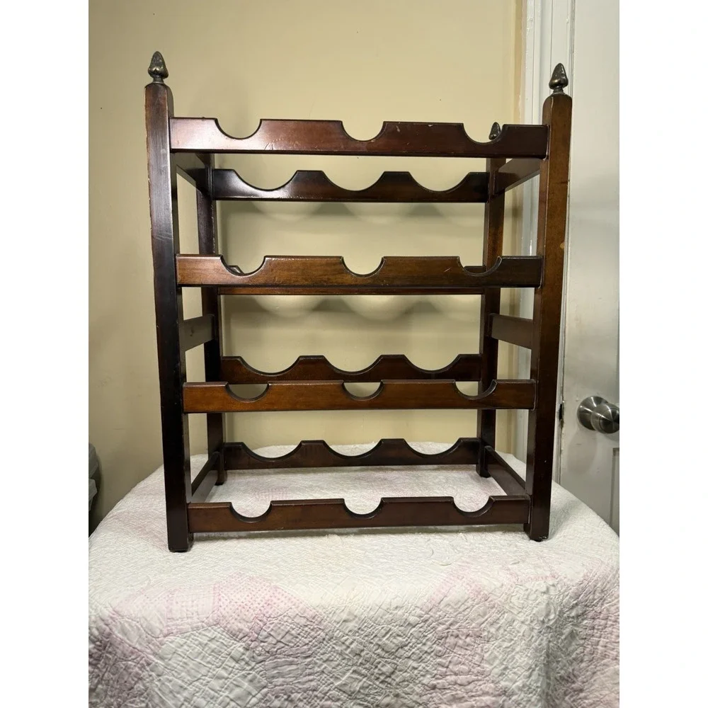 Bombay Company Wood Freestanding 12-Bottle Wine Rack Dark Brown 19.5in